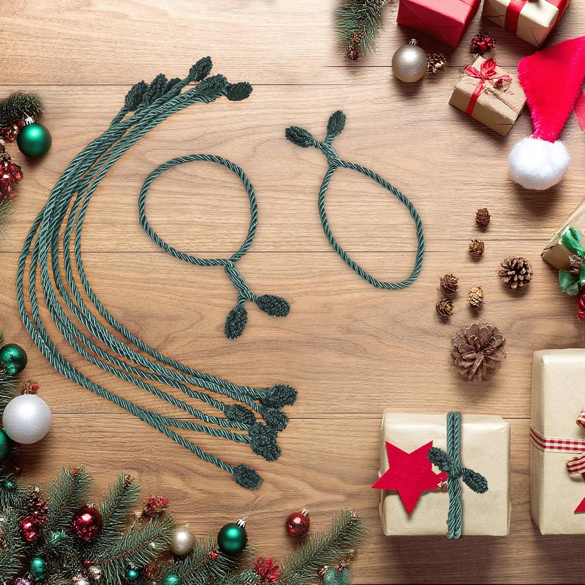 Christmas Garland Ties, 16Pcs 20in Garland Twist Ties for Banister, Reusable and Flexible