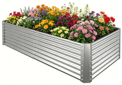Tegarbed 6x3x2ft Raised Garden Bed, Deep Root Planter Box, Silver,1 Pack