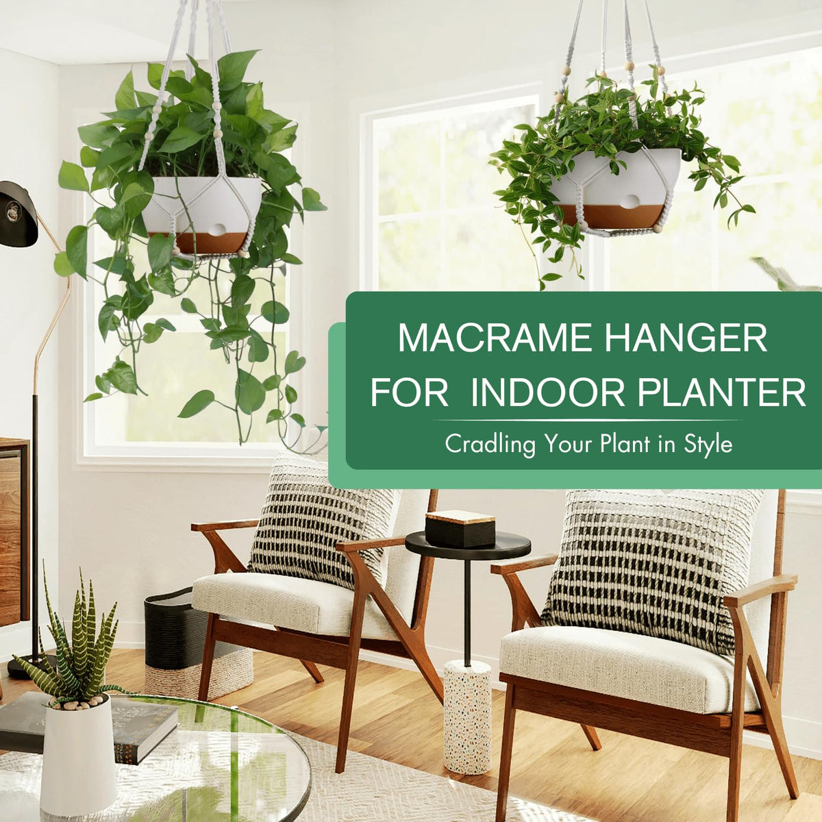 Set of 2-10 Inch Hanging Planters for Indoor Plants with Self-Watering Includes Hanging Pots for