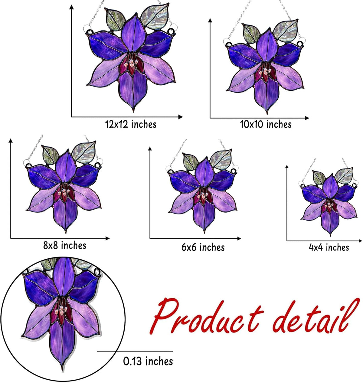 Purple Clematis Acrylic Suncatcher Stained Glass Effect Window Car Hanging Christmas Ornament