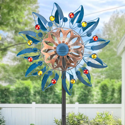 Solar Wind Spinner, Waterproof Outdoor Metal Wind Sculpture for Patio, Lawn & Garden Decor (Retro
