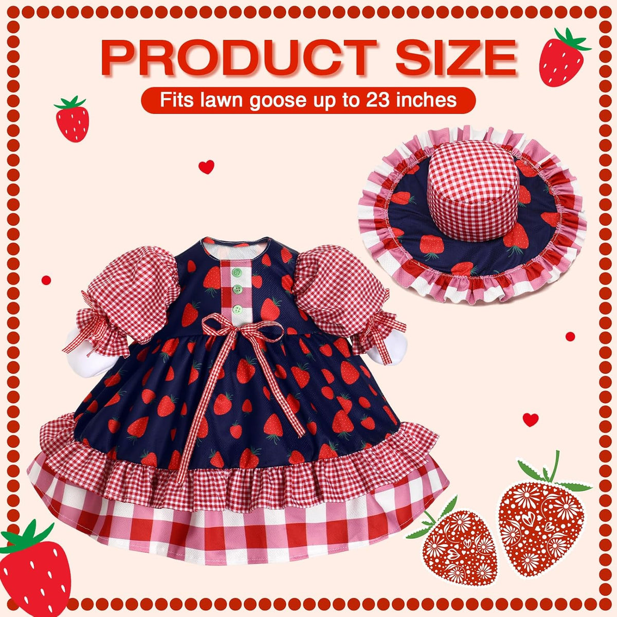 Lolita Goose Outfit Set for 23'' H Plastic Porch Cement Statue Cute Lolita Skirt Fall Spring Summer