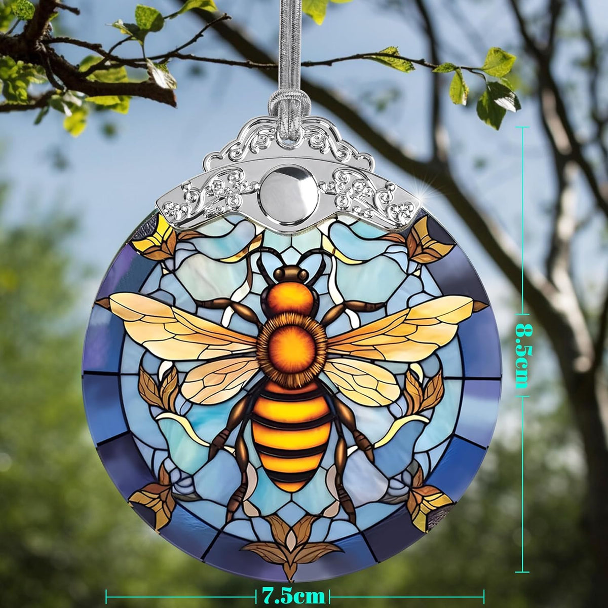 Stained Glass Christmas Ornaments, Jocidea Bee Ornaments for Christmas Tree, Christmas Tree Decor