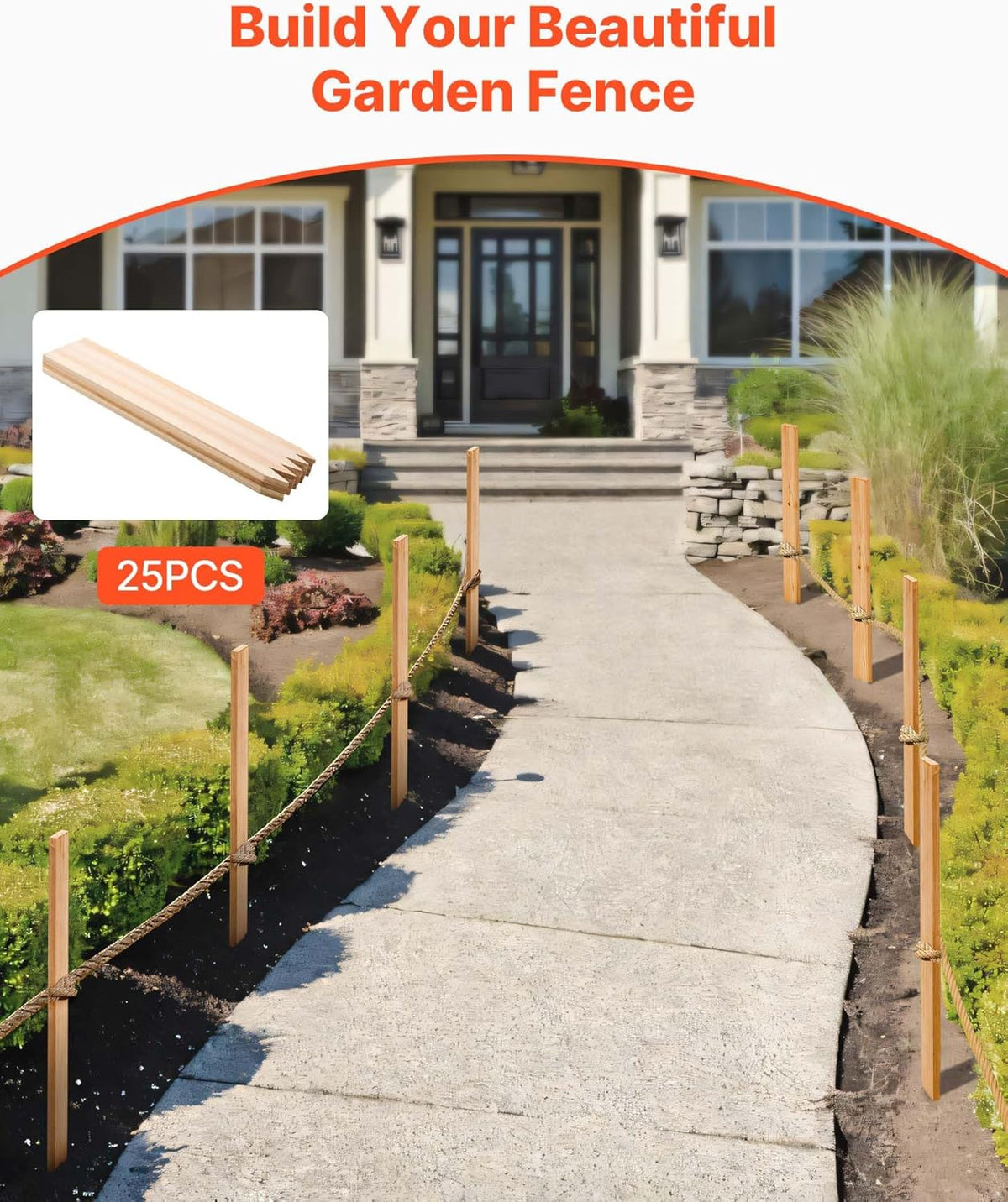 VEVOR Wooden Garden Stakes, 25 Pcs 36 x 0.5 x1.5 in Survey Grading Stakes, Garden Ground Stake with