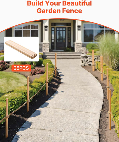 VEVOR Wooden Garden Stakes, 25 Pcs 36 x 0.5 x1.5 in Survey Grading Stakes, Garden Ground Stake with
