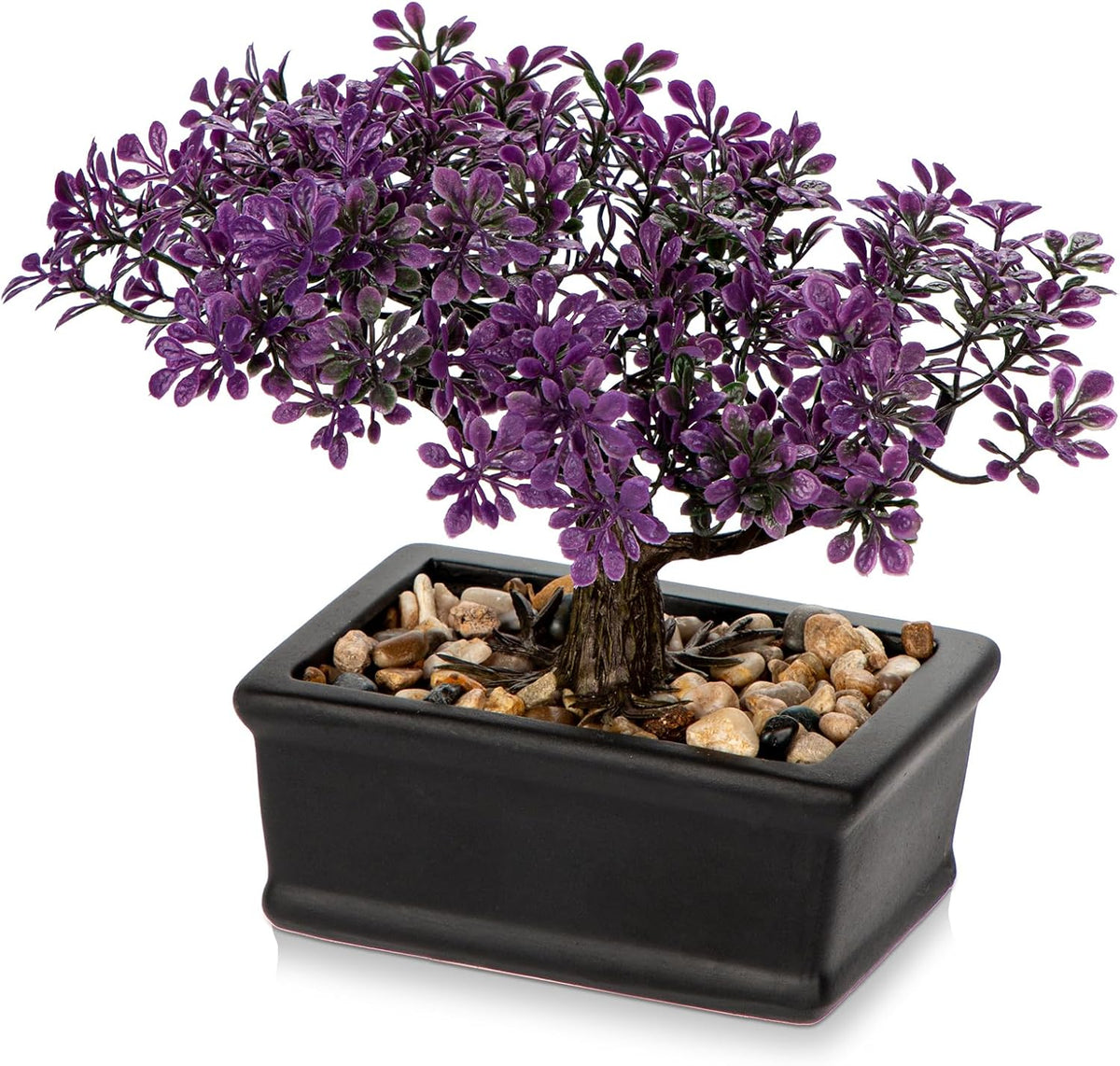 Artificial Bonsai Tree Juniper Faux Plants Indoor Fake Plants Decor with Black Ceramic Pots for