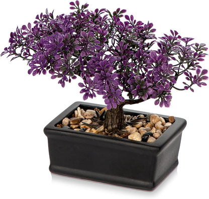 Artificial Bonsai Tree Juniper Faux Plants Indoor Fake Plants Decor with Black Ceramic Pots for