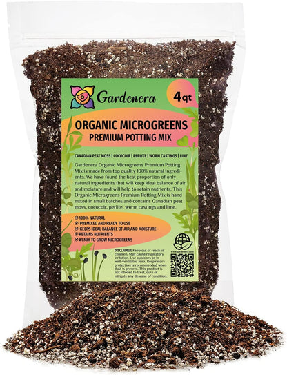 Gardenera Organic Microgreens Premium Potting Mix - Grow Vibrant Microgreens - 4 Quart