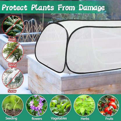 45" x 22" x 16" Pop Up Winter Garden Rows Plant Covers, Raised Garden Beds Vegetable Rows
