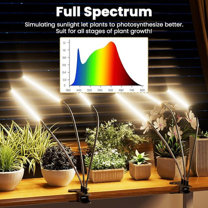 bseah Grow Light for Indoor Plants, Full Spectrum Plant Grow Lamp with 3/9/12H Timer, Auto ON &