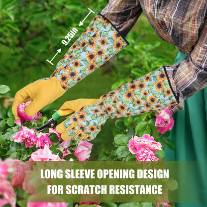 Long Gardening Gloves for Women Thorn Proof,Rose Pruning Cowhide Leather Garden Gloves for Cactus