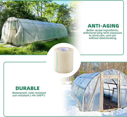 Greenhouse Repair Tape, 6.3 mil Thickness Greenhouse Plastic Tape, Clear UV Resistant Greenhouse
