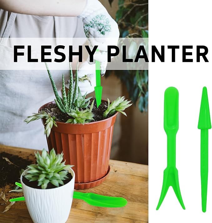6PCS Mini Garden Hand Succulent Transplanting Tools Set, Plastic Seedling Dibber and Digging Tools
