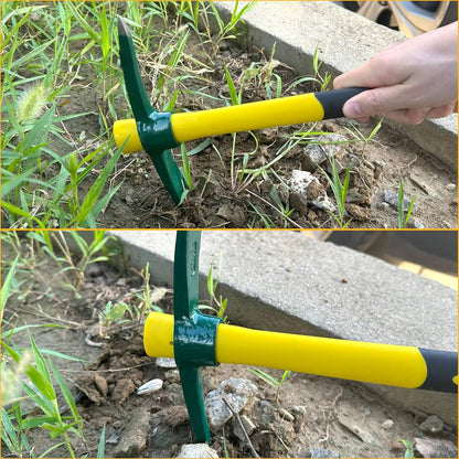 15 Inches Pick Mattock Hoe, Heavy Duty Forged Weeding Mattock Hoe with Fiberglass Handle, Garden