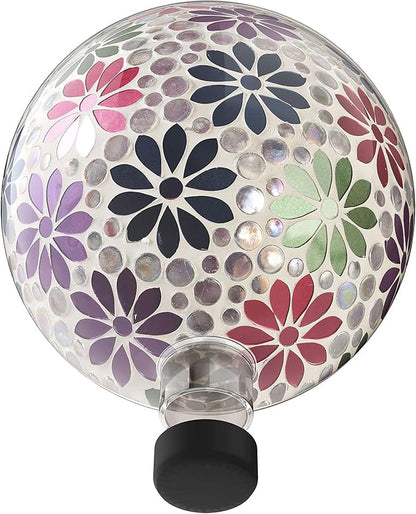 Alpine Corporation 10" Diameter Indoor/Outdoor Glass Mosaic Gazing Globe Yard Decoration, Colorful