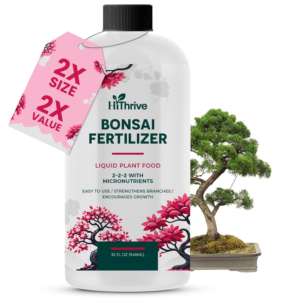 32oz Bonsai Tree Live Liquid Plant Food - Makes 64 Gallons of Bonsai Fertilizer Liquid, Premium