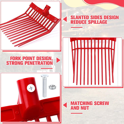 Lasnten 6 Pack Manure Fork Replacement Heads 12 Tines Heavy Duty Pitchfork Heads with Screws & Nuts