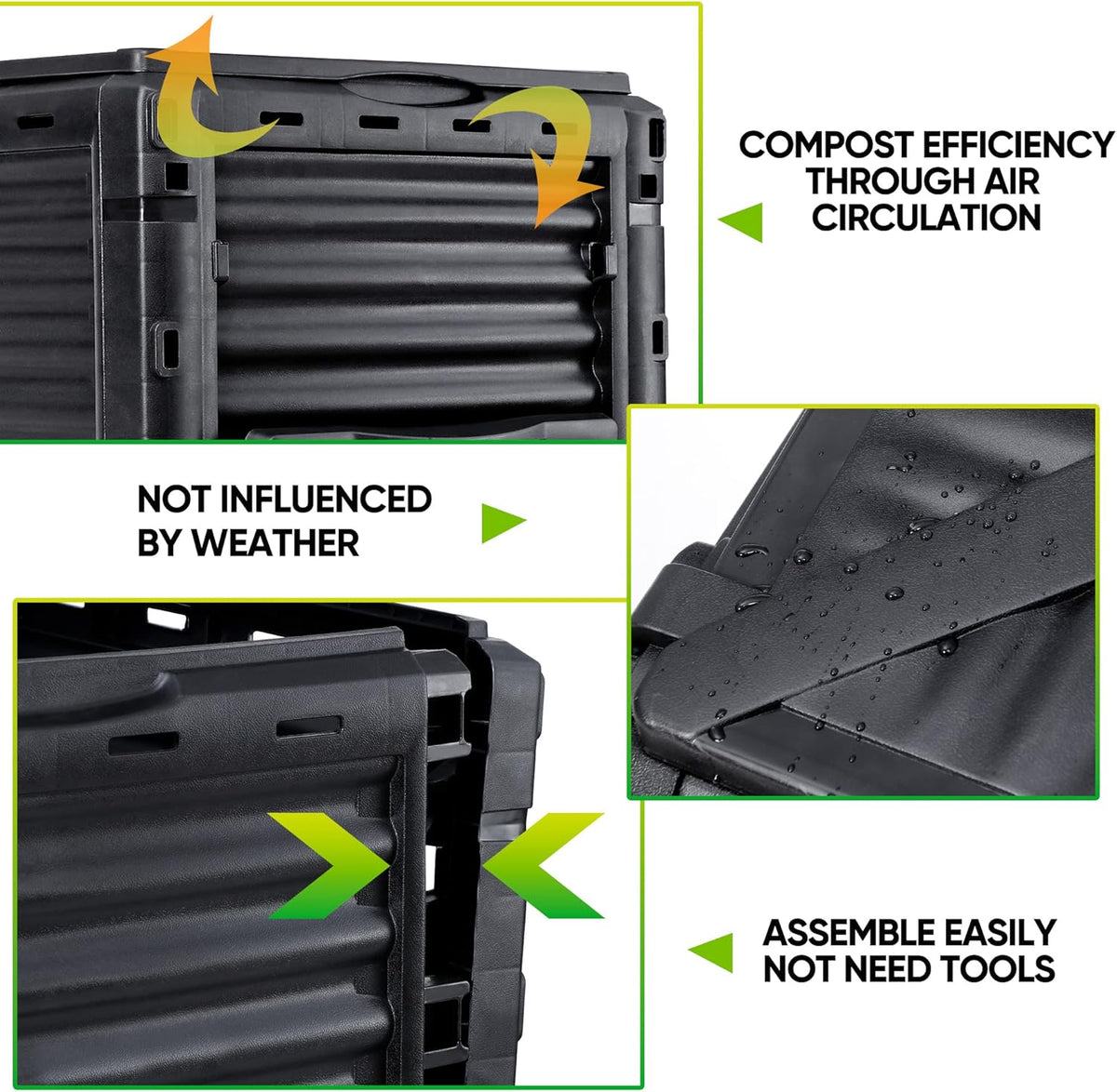 Large Garden Compost Bin, 80 Gallon (300L) Outdoor Composter Tumbler from BPA-Free Material for