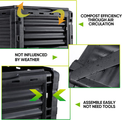 Large Garden Compost Bin, 80 Gallon (300L) Outdoor Composter Tumbler from BPA-Free Material for