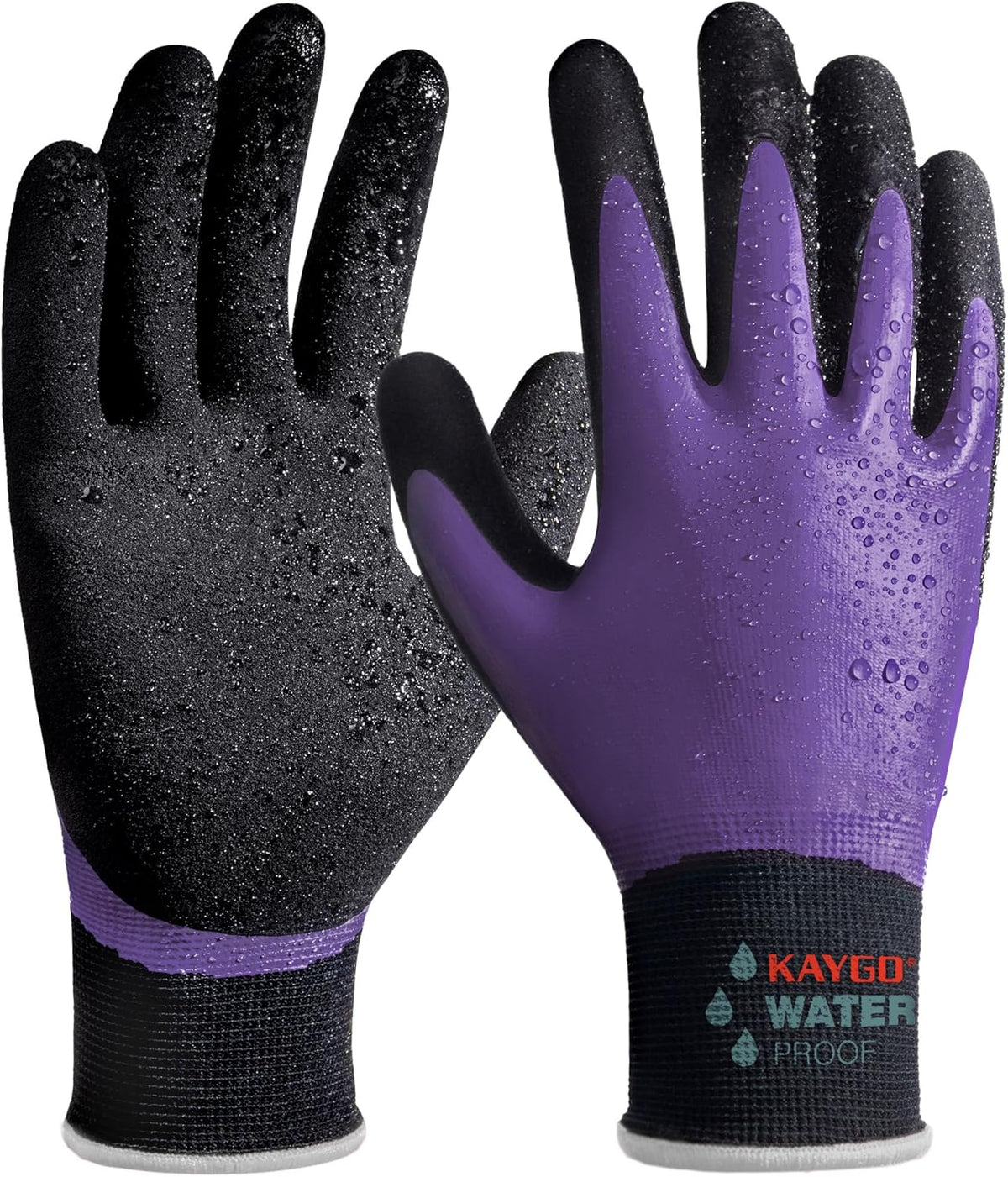 KAYGO Waterproof Work Gloves for Men and Women, Rubber Coated Non-slip Working Gloves for Garden