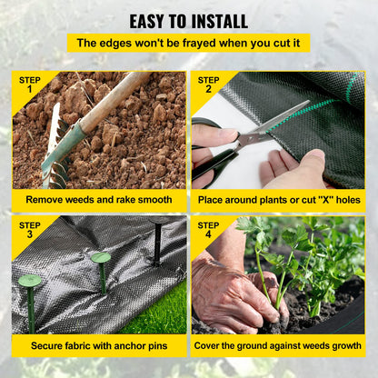Happybuy 6x300ft Premium Weed Barrier Landscape Fabric Heavy Duty 2.4OZ, Woven Weed Control Fabric