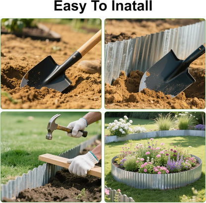 Corrugated Metal Garden Edging 6" x 50Ft, Sturdy Lawn Edging Border, Landscape Edging Border for