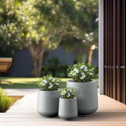 Kante 15.3"+11.6"+8.2" Dia Round Concrete Planter, Large Outdoor Indoor Planter Pots Containers
