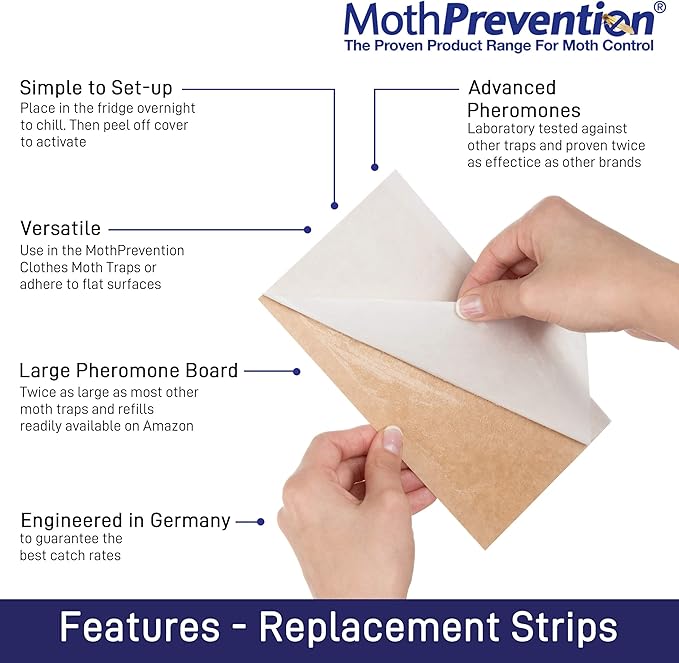 Clothes Moth Trap Replacement Strips (6 Strips in Total) - Refills for MothPrevention Moth Traps