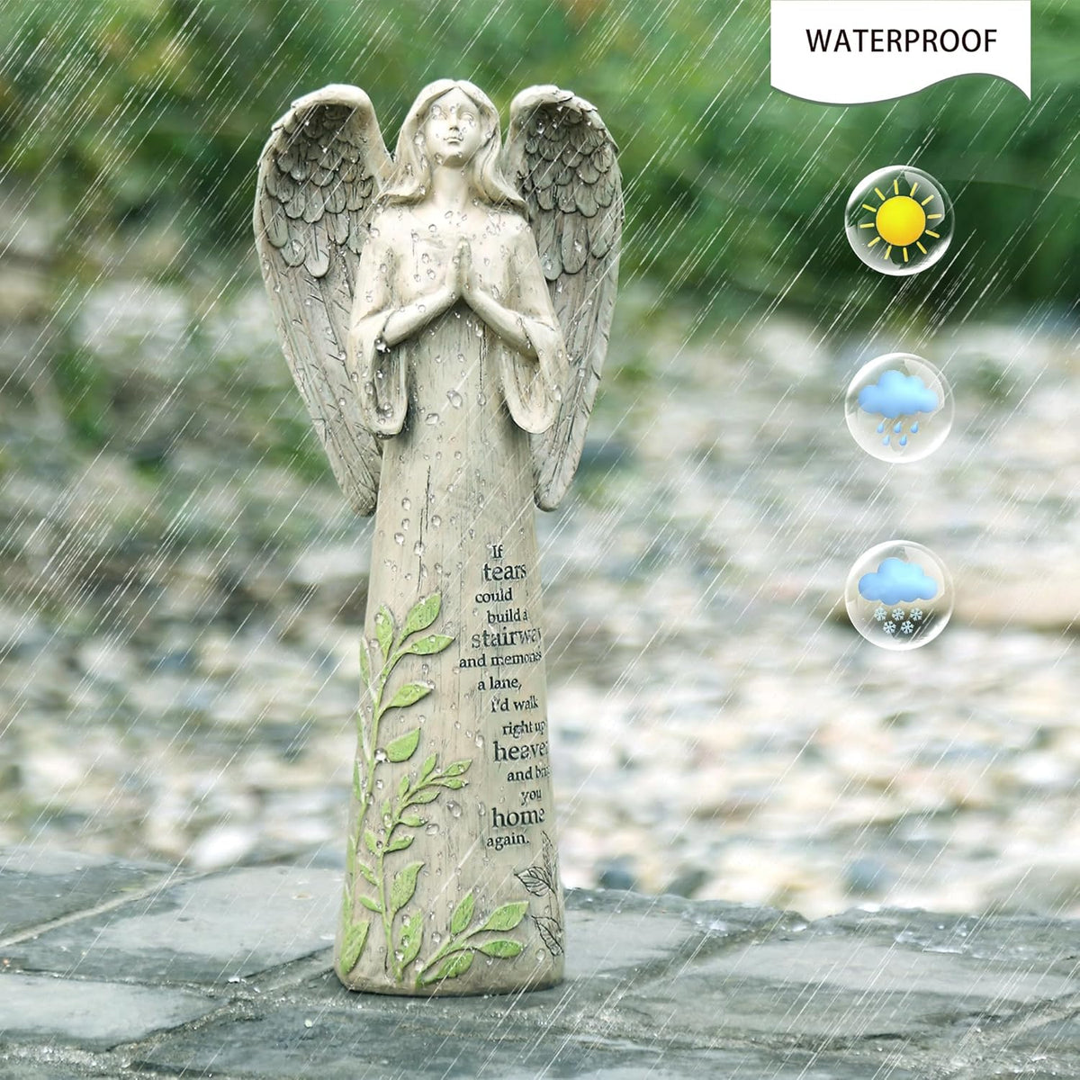 Topadorn Angel Statue Decoration for Garden, Lawn, Home & Patio, Standing Angel Memorial Resin