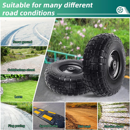 12'' Flat Free Tires Rubber Replacement Solid Tire and Wheel Assemblies for Hand Trucks Garden Cart