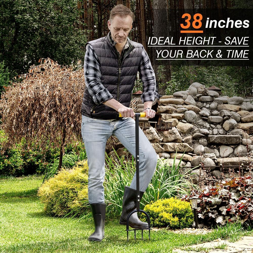Colwelt Lawn Aerator Tool 38inch, Heavy Duty Grass Spike Aerator for Compacted Soil Aeration