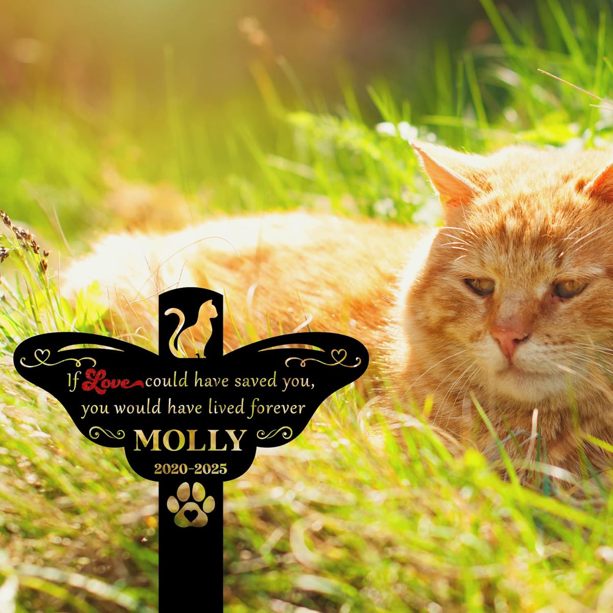 Custom Cat Grave Markers Outdoor | Personalized Pet Grave Markers| Memorial Headstone for Cat with