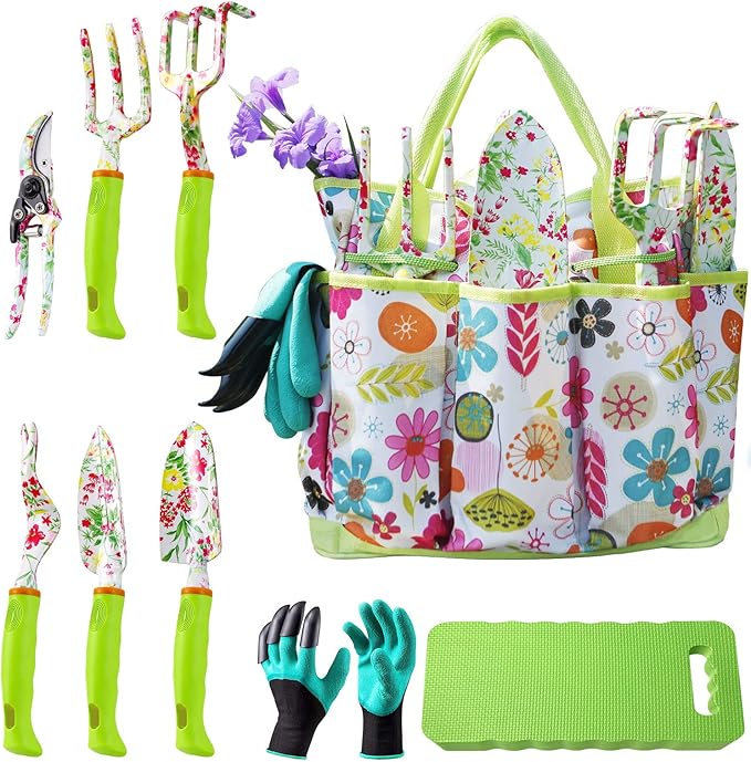 NAYE Garden Tool Set,Cute Gardening Gifts for Women,Birthday Gifts for Mom,Heavy Duty Tool Kit with