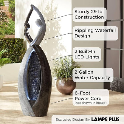 Dancing Couple 57" High Large Modern Indoor Outdoor Decor Faux Stone Floor Fountain with Light LED