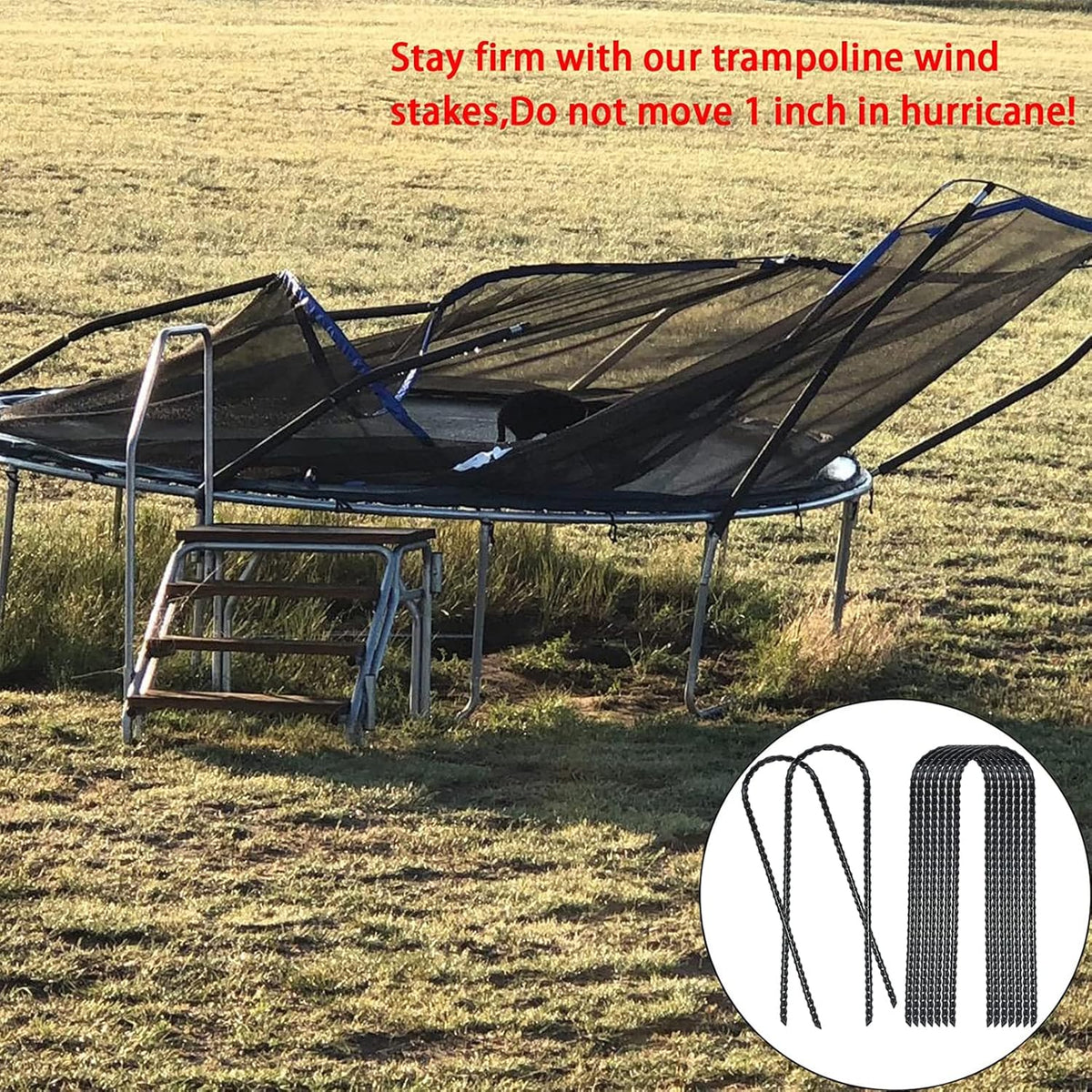 20 Pack 10 Inch Heavy Duty Trampolines Wind Stakes Galvanized Steel Garden Stakes U-Shaped Staples