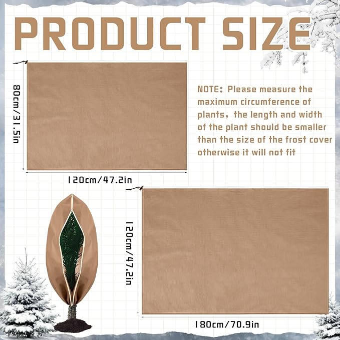 4 Pcs Plant Covers Freeze Protection Reusable Plant Protector with Zipper and Drawstring, Winter