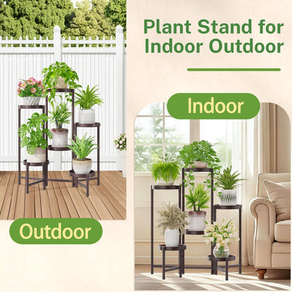iDavosic.ly Plant Stand Indoor Outdoor, 6 Tier Corner Metal Flower Display Holder Shelf, Folding