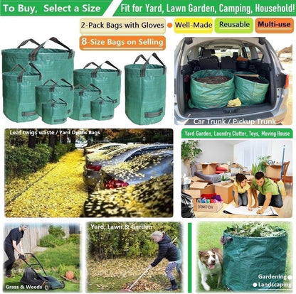 Standard 2-Pack 46 Gallon Yard Garden Bags (D26, H19 inch) with Gloves for Yard Waste Bags,Lawn