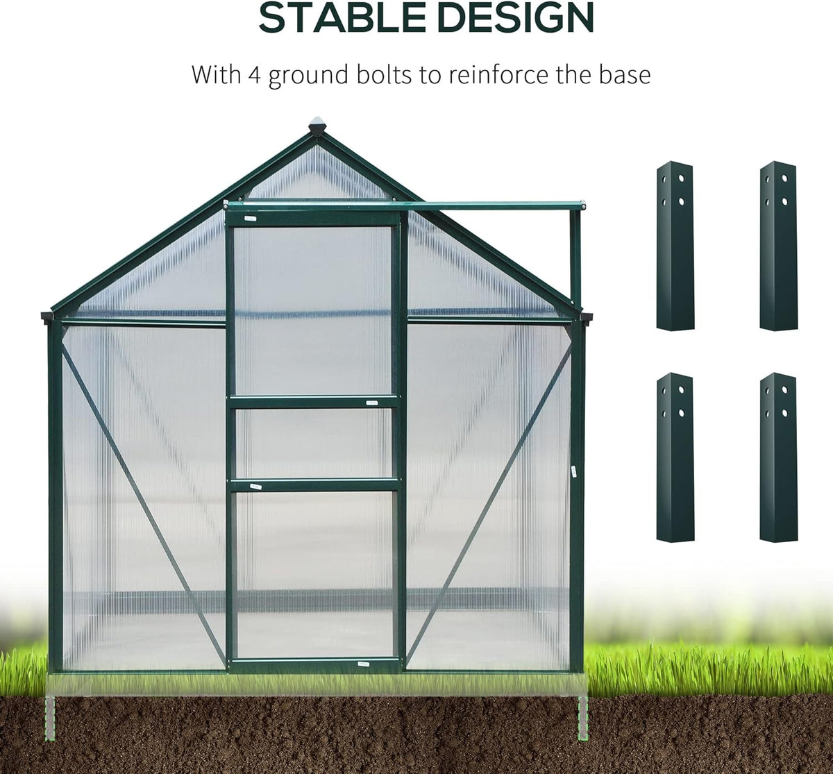 Outsunny 6' x 8' Greenhouse for Outdoors, Polycarbonate Greenhouse with Rain Gutter and Roof Vent