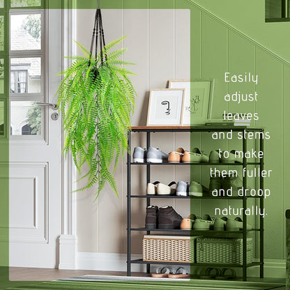 Small Artificial Hanging Plant for Shelf Fake Plant Potted Boston Ferns Faux Trailing Leaves Plant
