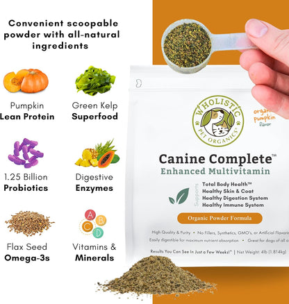 Wholistic Pet Organics Canine Complete - Dog Multivitamin Powder - 4 Lb - Daily Dog Vitamins and