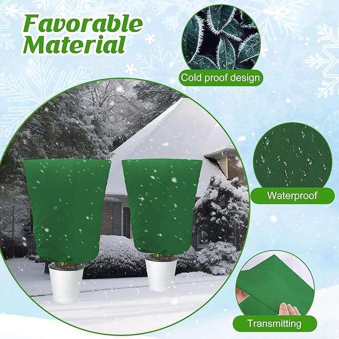 Alpurple 3 Packs Winter Drawstring Plant Covers- 31 x 39 Inch Warm Plant Protection Cover Bags