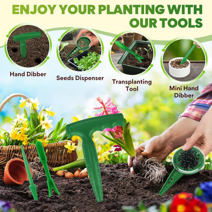 Seed Planter Tool, 6.9" Dibber Garden Tool, Plastic Dibbler Tools for Planting, Seed Dispenser