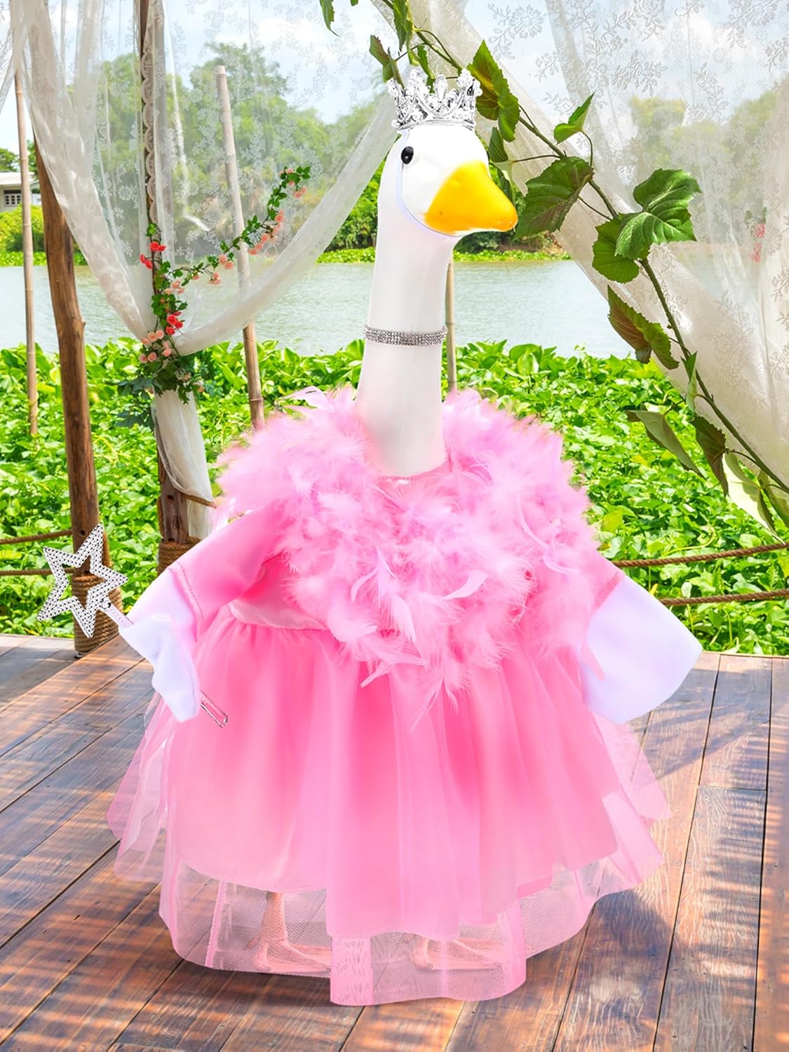 Outus Princess Goose Outfits Princess Skirt for Porch Goose 23 Inch Holiday Lawn Funny Geese Cloth