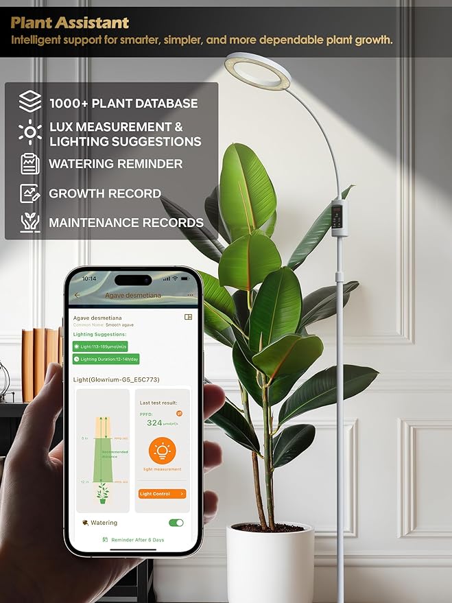 Smart Grow Lights for Indoor Plants,24W Plant Light with Auto-Timer,Full Spectrum LED Grow Light
