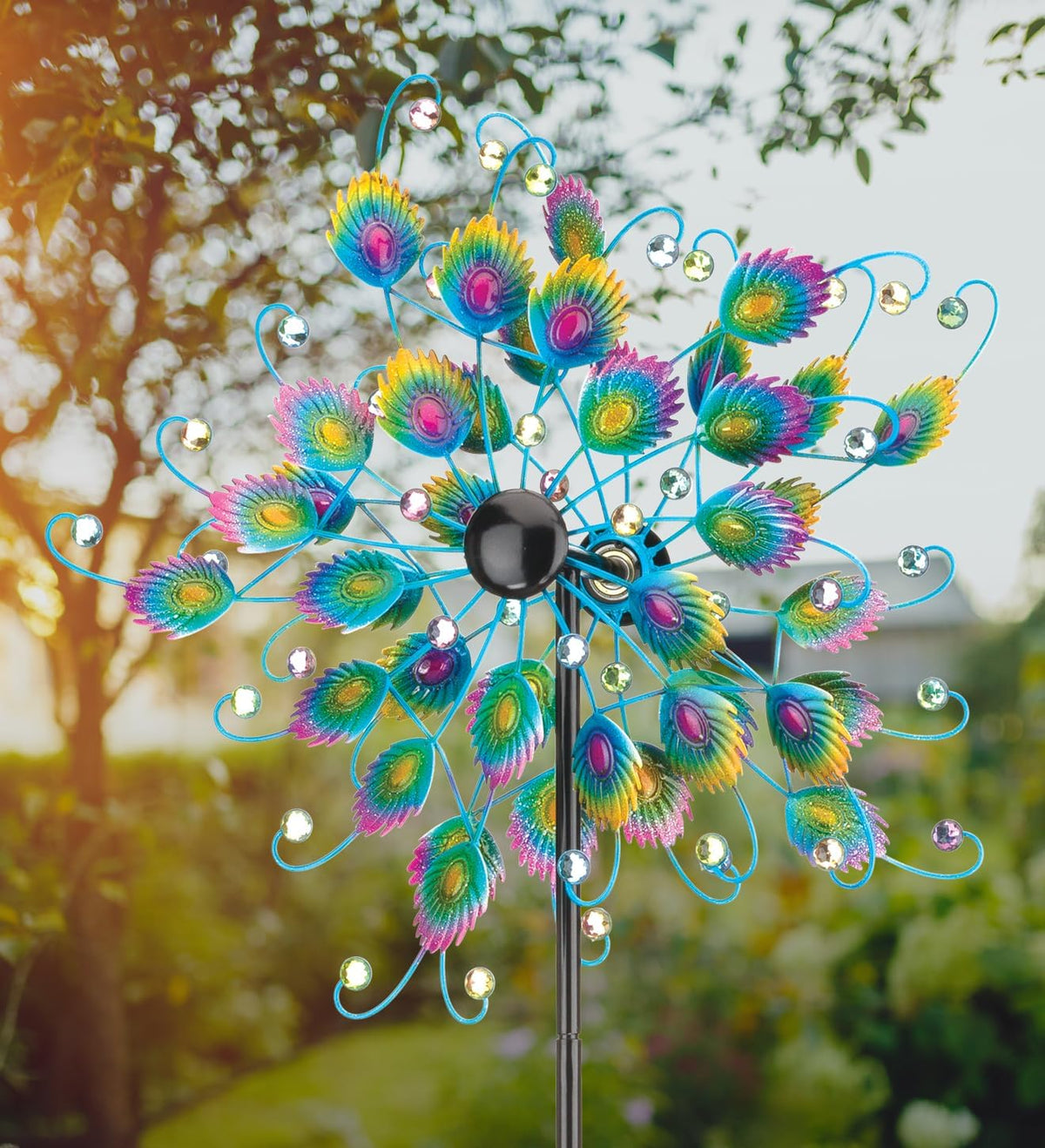 Regal Art & Gift Peacock Wind Spinner – Metal Yard Decorations Outdoor | Kinetic Garden Spinner for