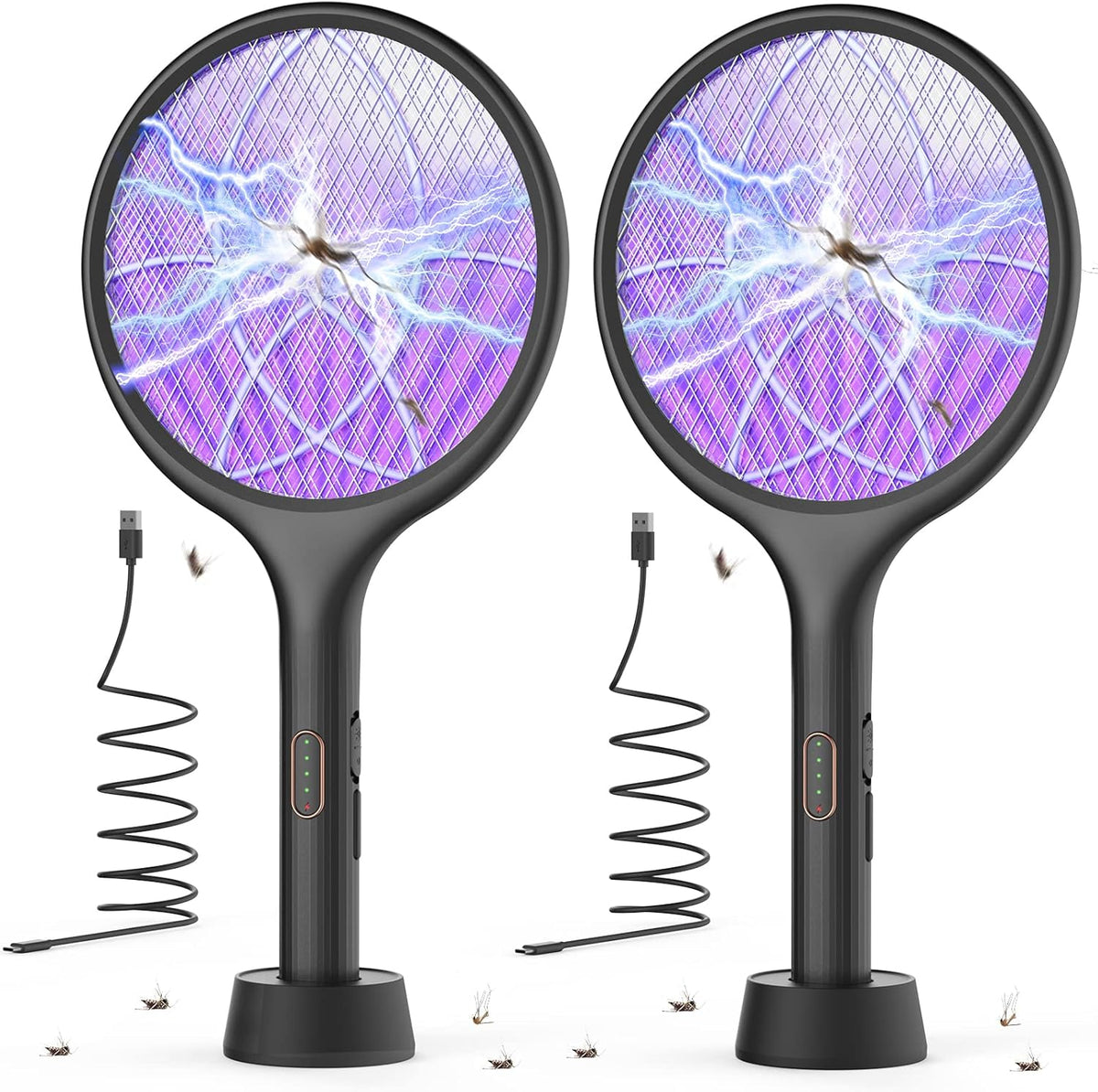 YISSVIC Electric Fly Swatter Bug Zapper Racket 4000V LED Screen Dual Modes Fly Zapper Rechargeable