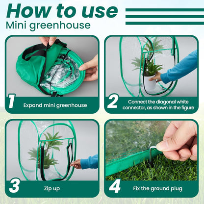 Nuanchu Pop up Mini Greenhouse Cover, PVC Clear Small Greenhouse with Nails 12" x 12" x 20" Inch