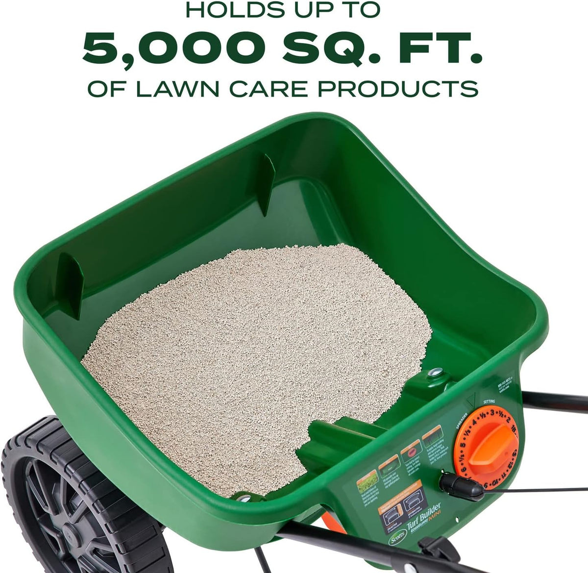 Scotts Turf Builder EdgeGuard Mini Broadcast Spreader for Seed, Weed and Feed, Fertilizer, Salt