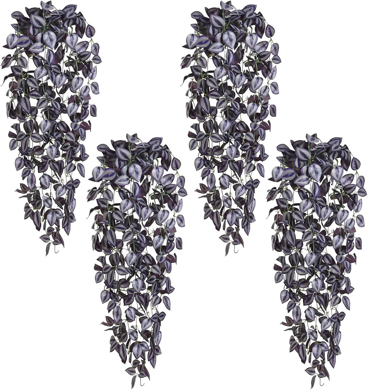 BLEUM CADE Fake Hanging Plants, 4pcs Artificial Hanging Plant, Faux Deep Purple Vines Hanging Plant